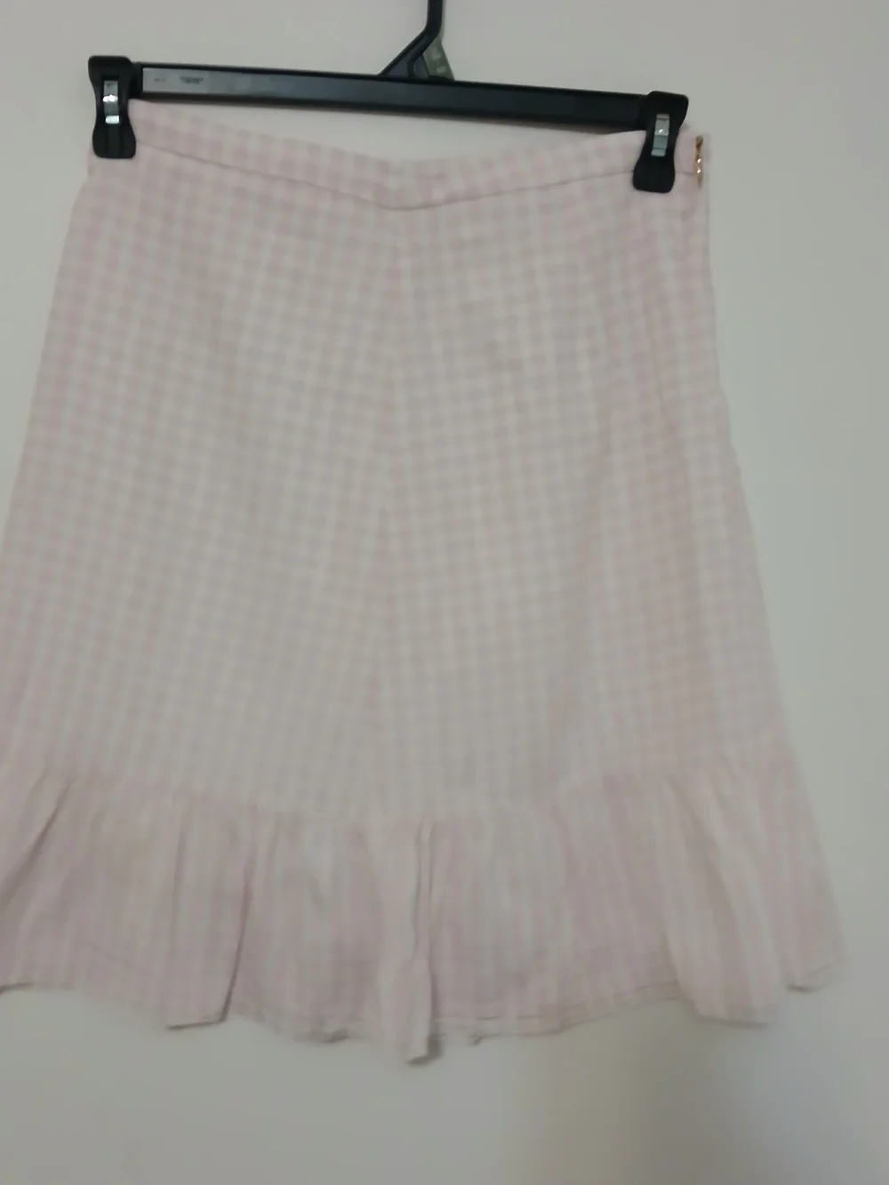 Draper James Pale Pink Gingham Ruffle-Hem A-Line Skirt